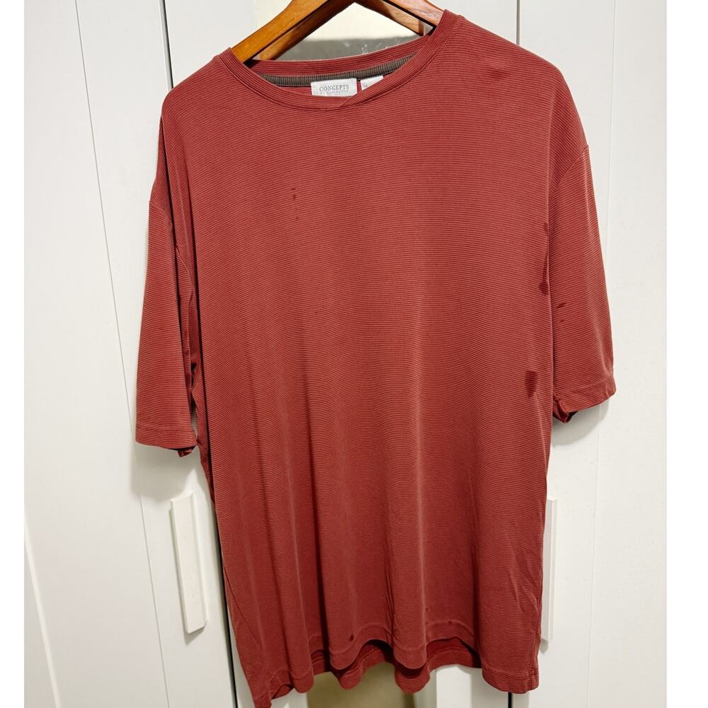 Concepts by Claiborne Rust Red Textured Modal Blend Short Sleeve Shirt Men’s XXL